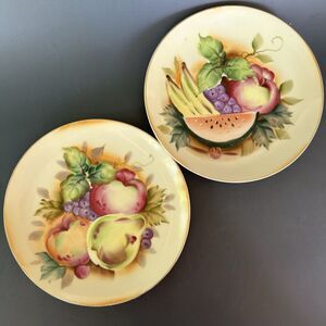 Vintage J Nagasaki Hand Painted Decorative Plates Fruit Japan Set 2